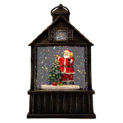 LED Schneelaterne 2er set Weihnachtsmann und Schneemann 17cm + Musik