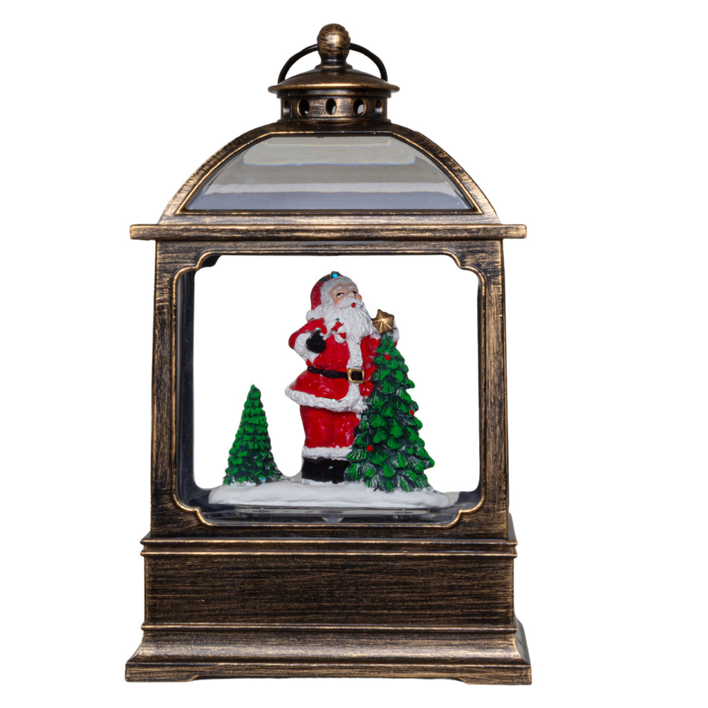 LED Schneelaterne Weihnachtsmann 17cm + Musik