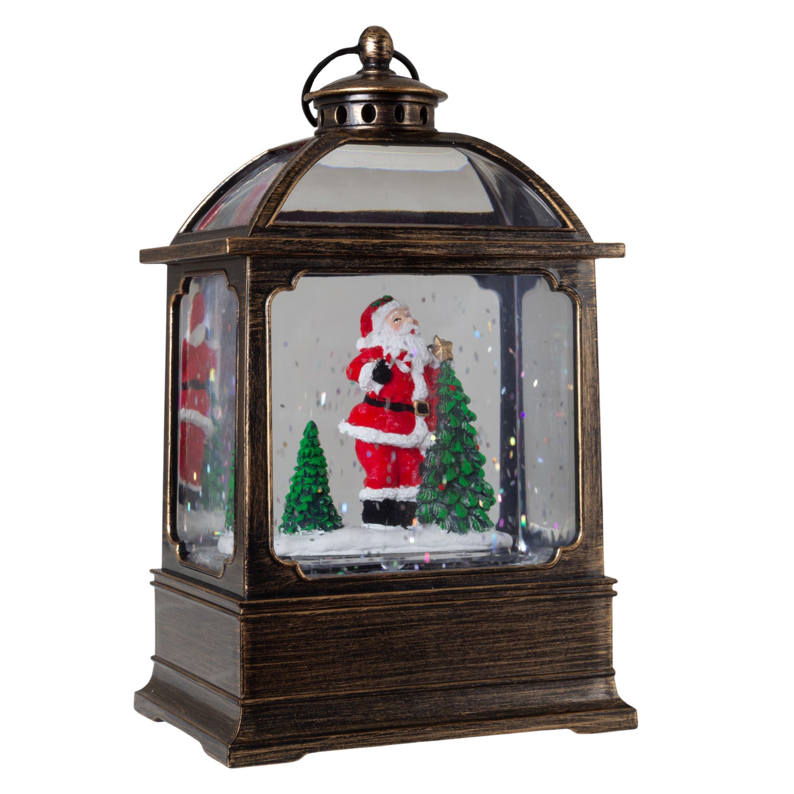 LED Schneelaterne Weihnachtsmann 17cm + Musik