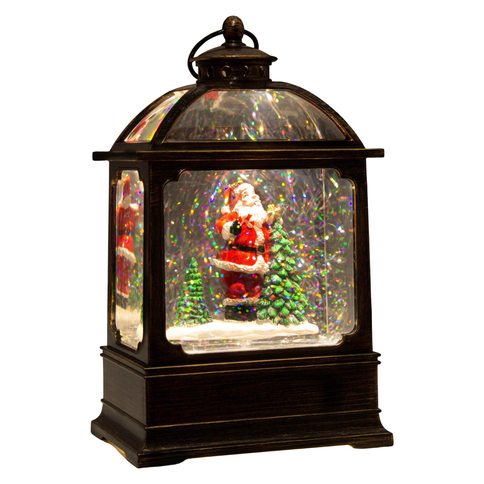 LED Schneelaterne Weihnachtsmann 17cm + Musik