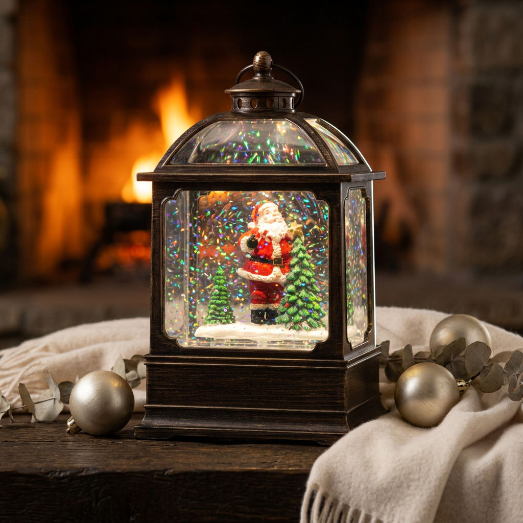 LED Schneelaterne Weihnachtsmann 17cm