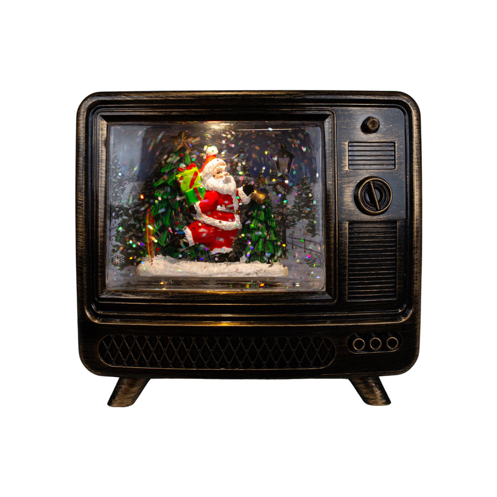 LED Schneelaterne Weihnachtsmann und Schneemann TV 15cm + Musik , 2 Designs