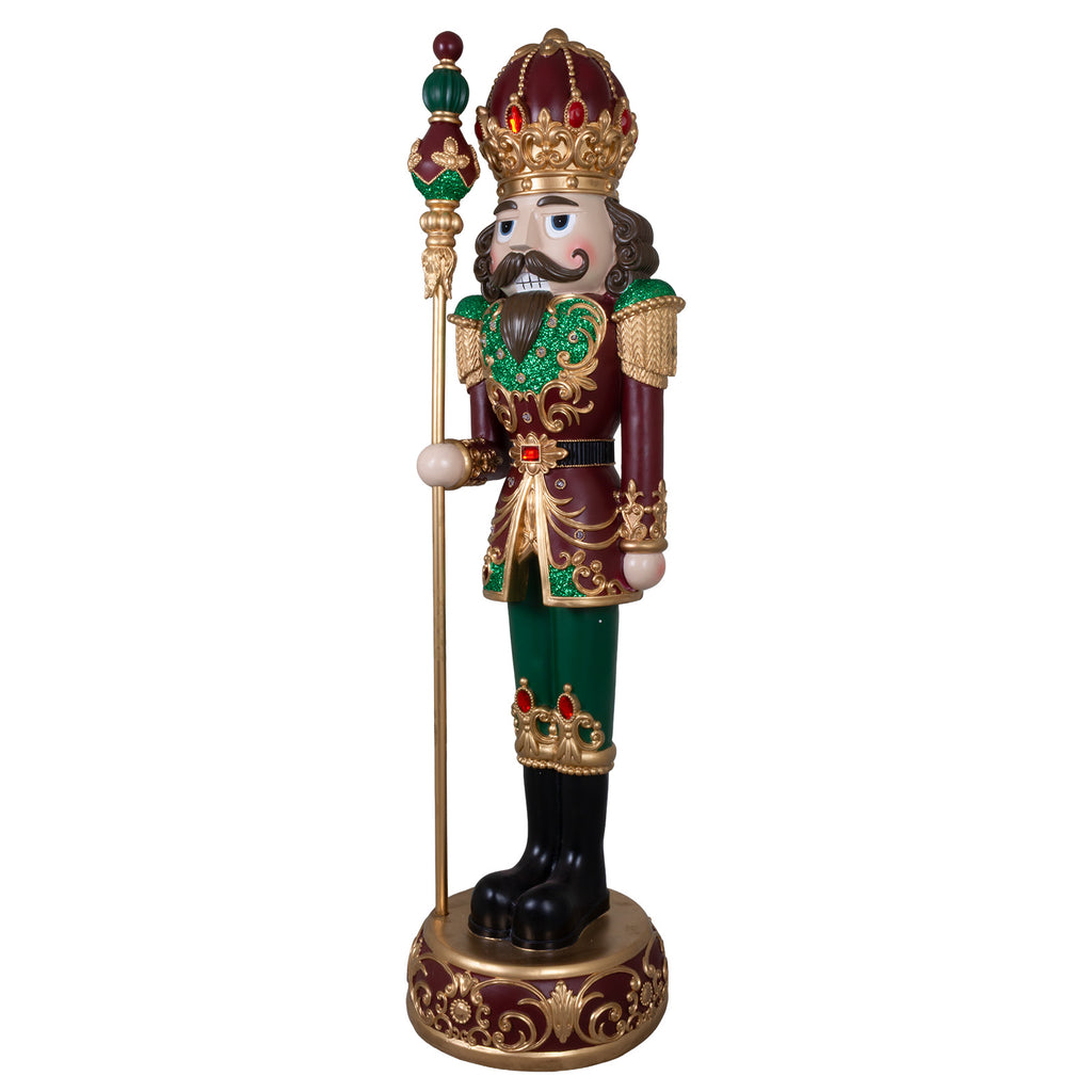 XL Nussknacker Größe ca.120cm mit LED-Licht / Candy Christmas in braun-rot-grün