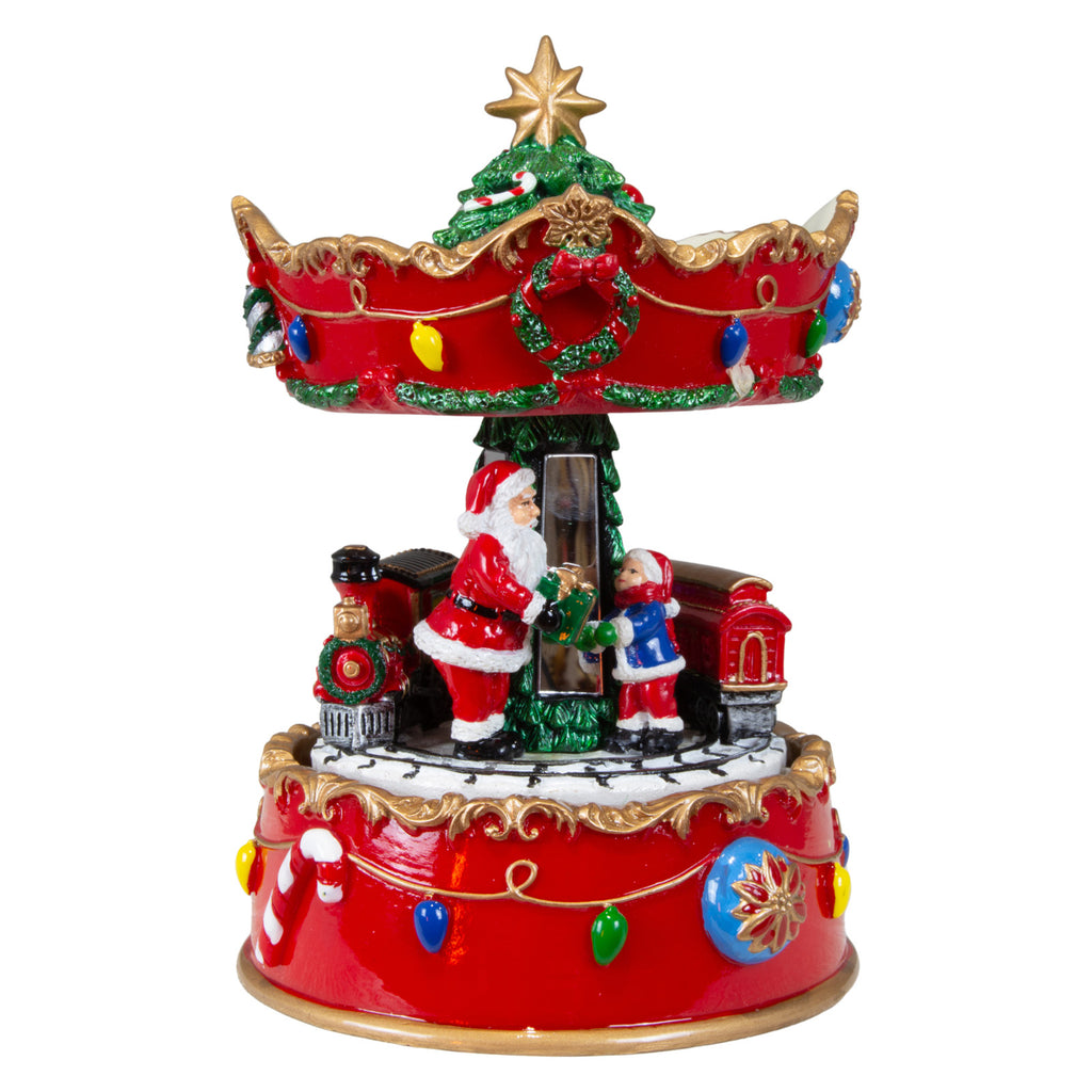 Weihnachtliche Karussell Spieluhr mit Santa und Kind 16cm