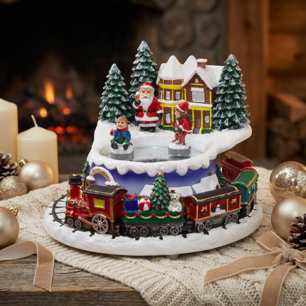 Spieluhr 16cm Weihnachtsmann und Zug