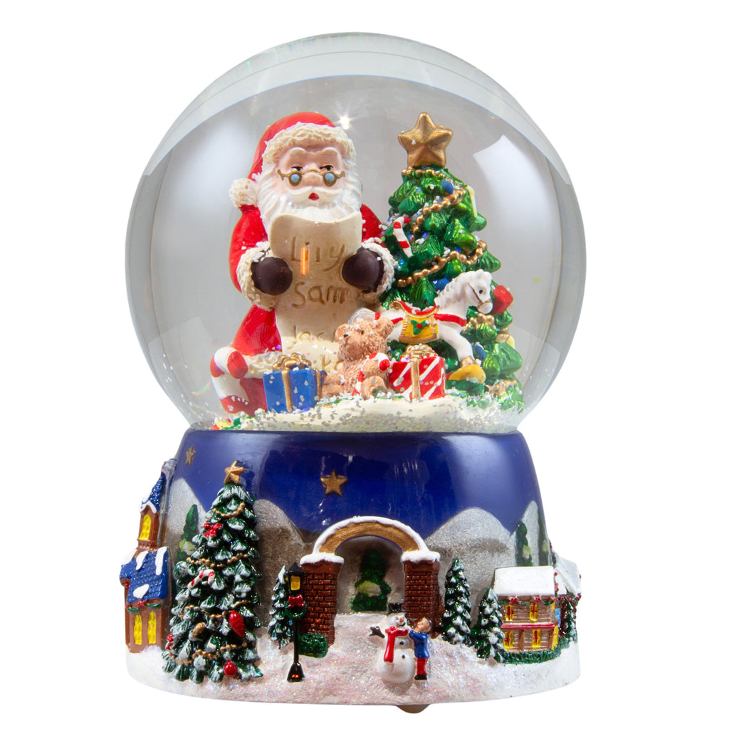 Schneekugel mit Spieluhr 16cm Weihnachtsmann mit Baum