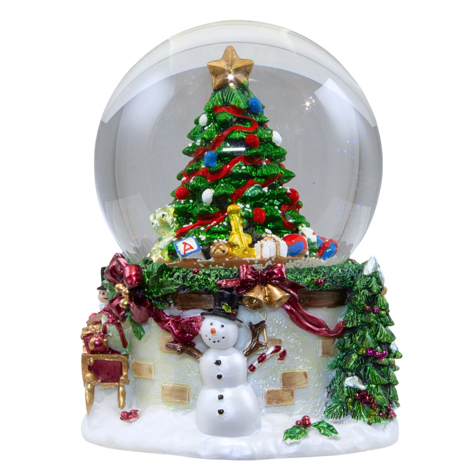 Schneekugel mit Spieluhr 15cm Schneemann mit Baum