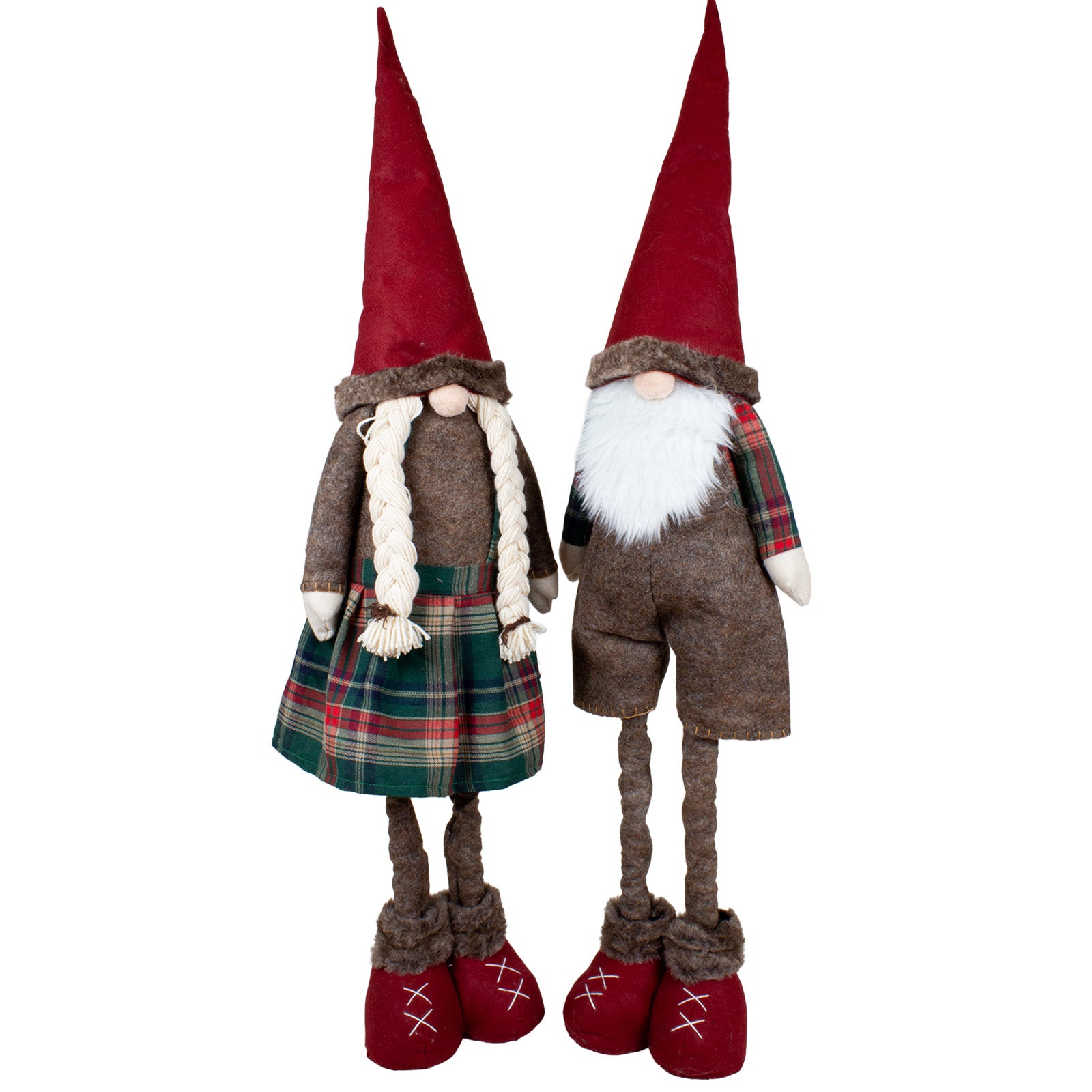 Wichtel ausziehbar 105cm mit Teleskopbeine 2 Designs rot&grün karriert