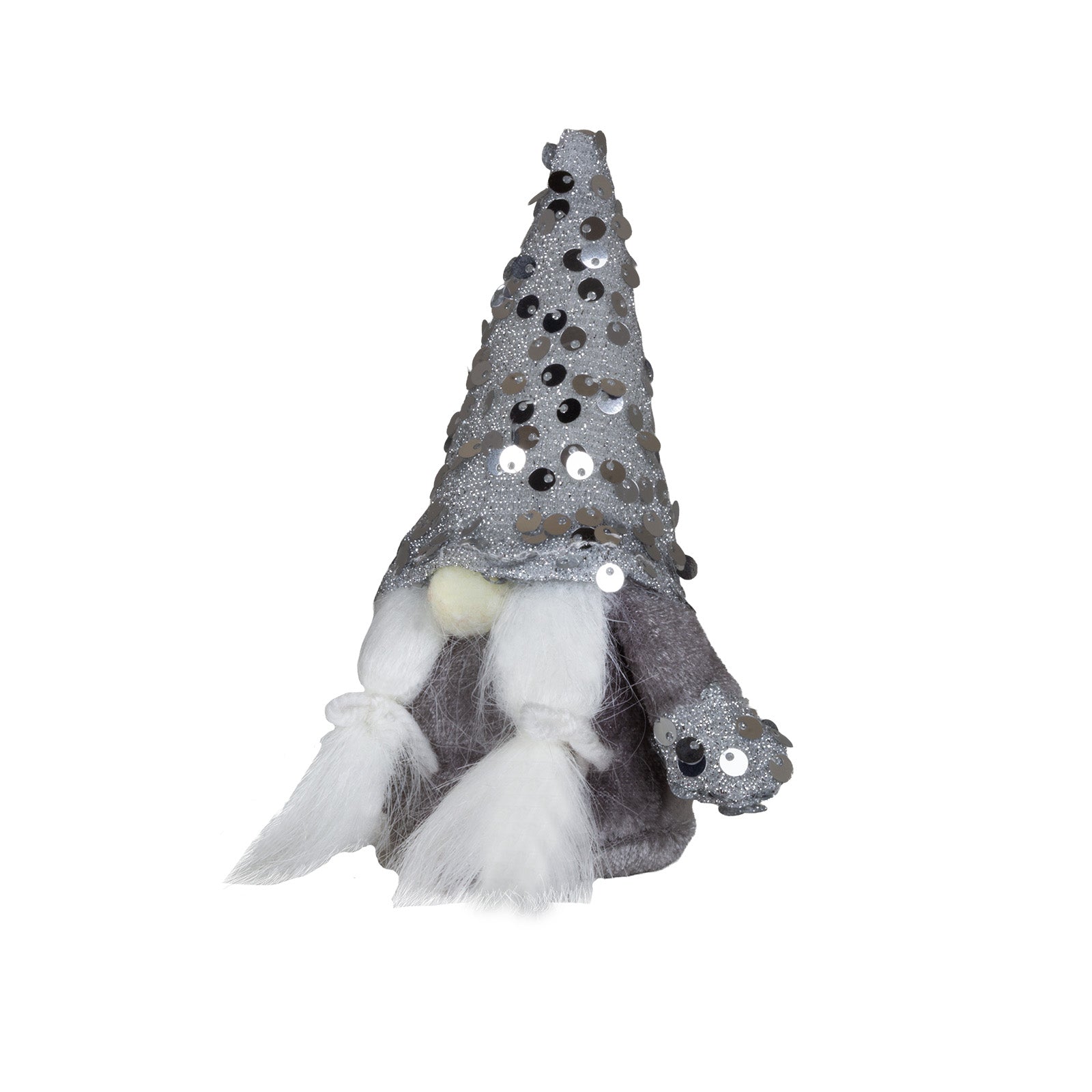 Wichtel stehend 15 cm in 2 Designs, Dekofigur Gnom mit glitzernden Pailletten in Gold & Silber.