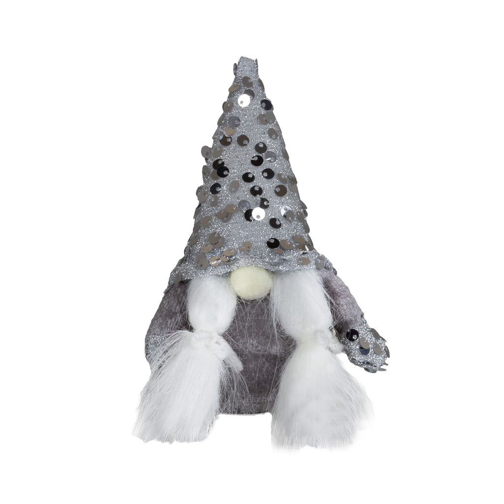 Wichtel stehend 15 cm in 2 Designs, Dekofigur Gnom mit glitzernden Pailletten in Gold & Silber.