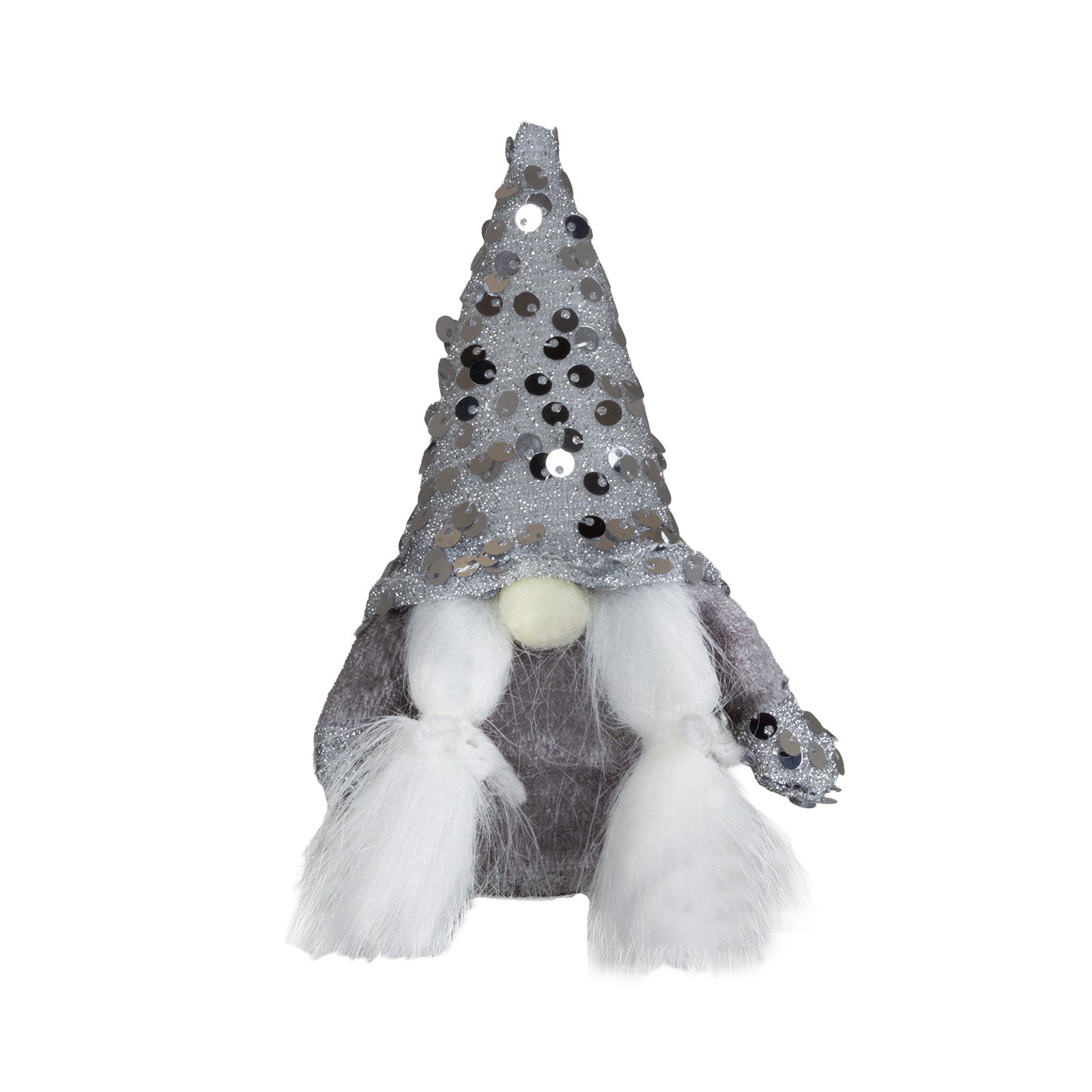 Wichtel stehend 15 cm in 2 Designs, Dekofigur Gnom mit glitzernden Pailletten in Gold & Silber.