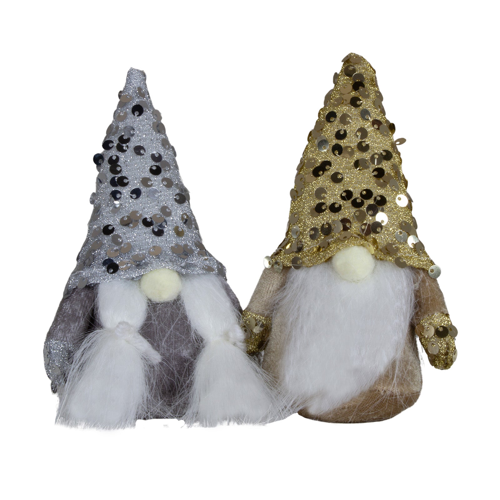 Wichtel stehend 15 cm in 2 Designs, Dekofigur Gnom mit glitzernden Pailletten in Gold & Silber.