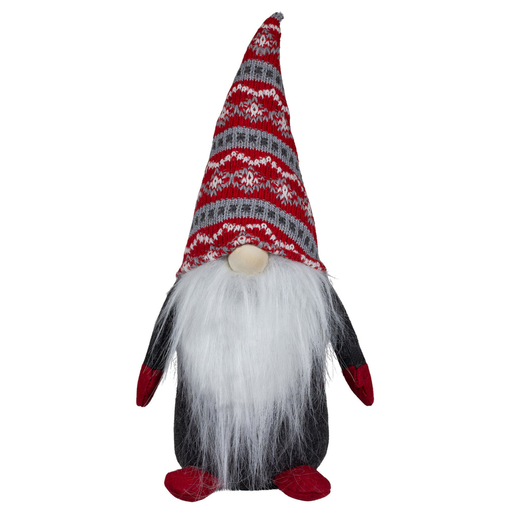 Wichtel sitzend 35cm Dekofigur Gnom rot-grau