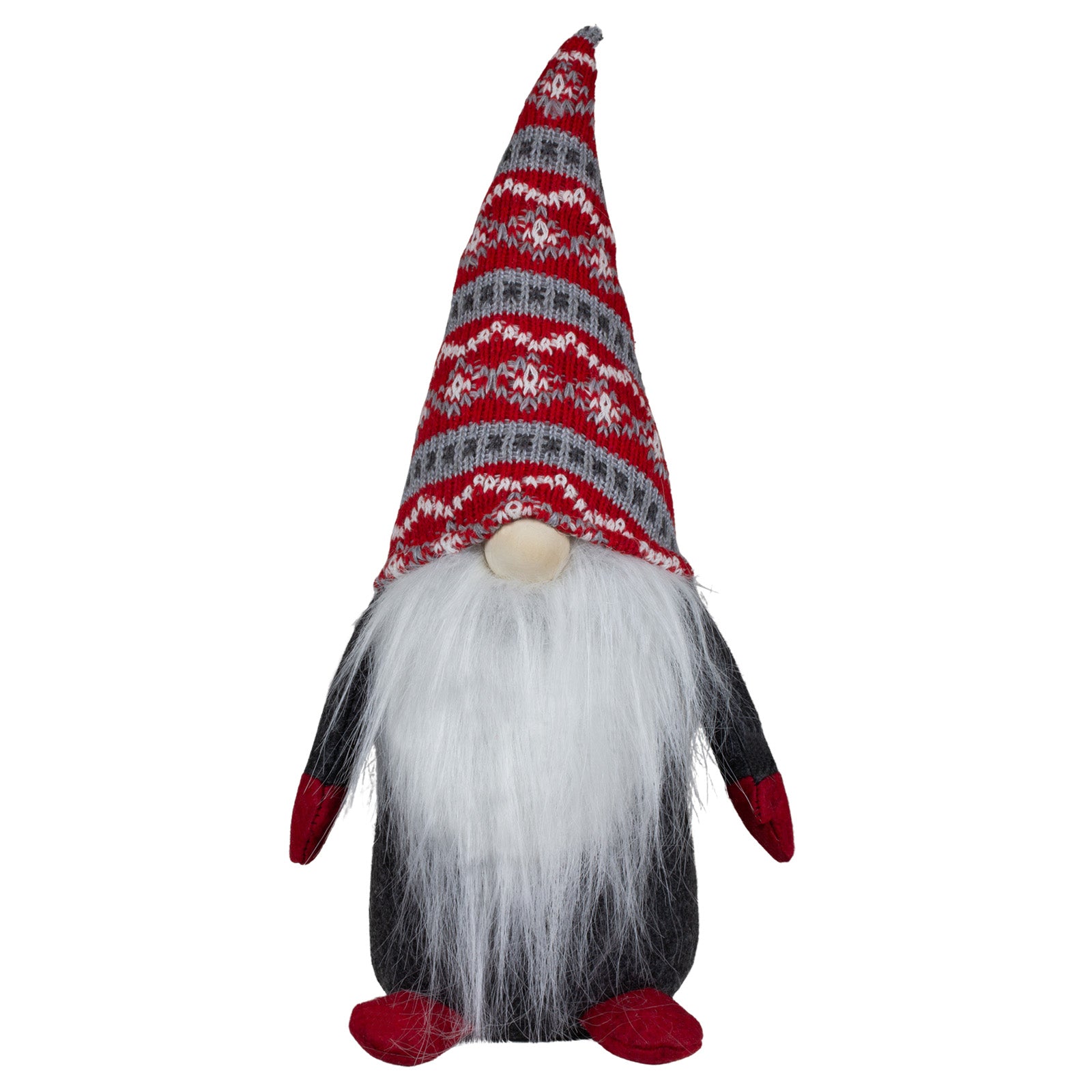 Wichtel sitzend 35cm Dekofigur Gnom rot-grau