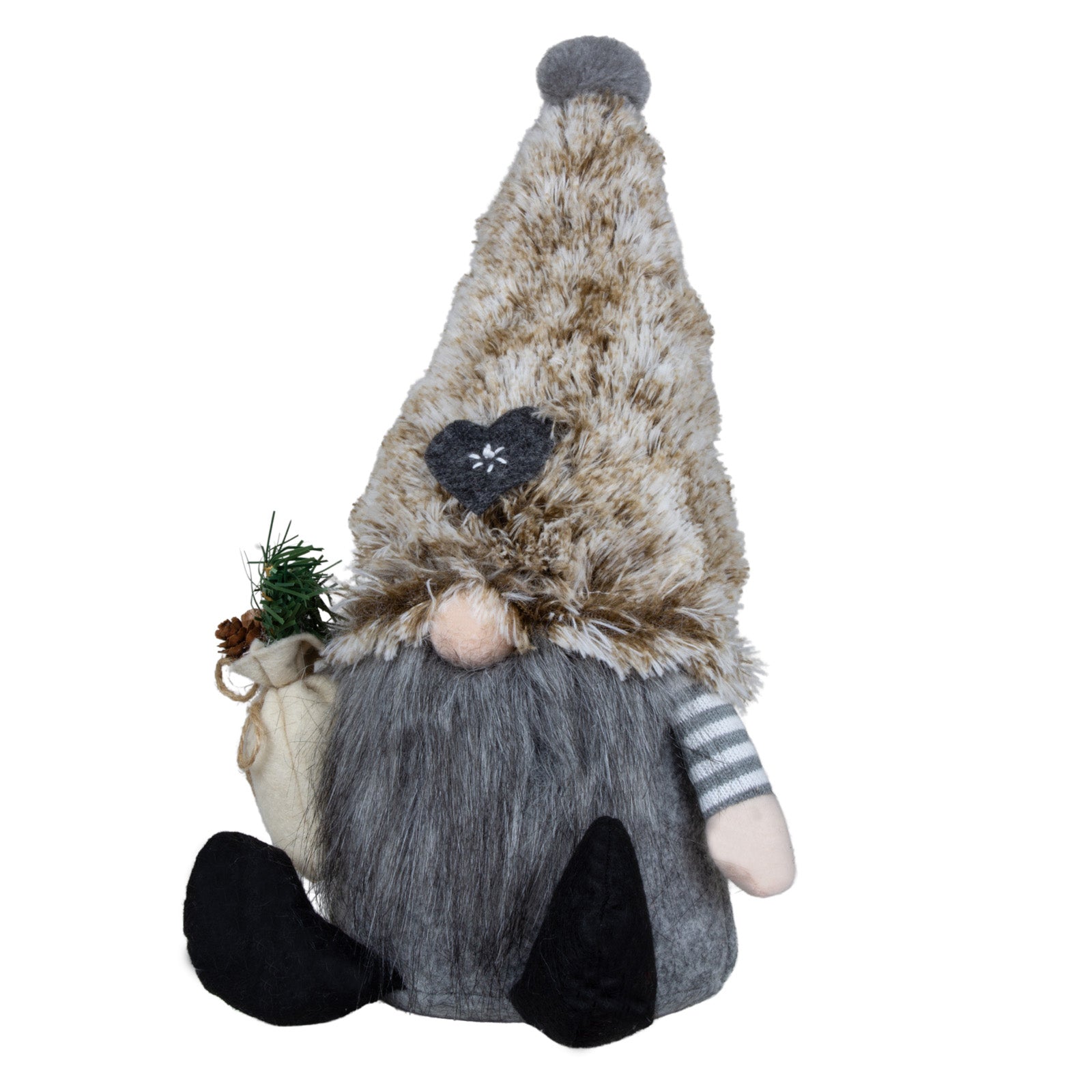 Wichtel sitzend 18cm (33cm) in 2 Designs. Dekofigur Gnom mit flauschige Zipfelmütze und Geschenk