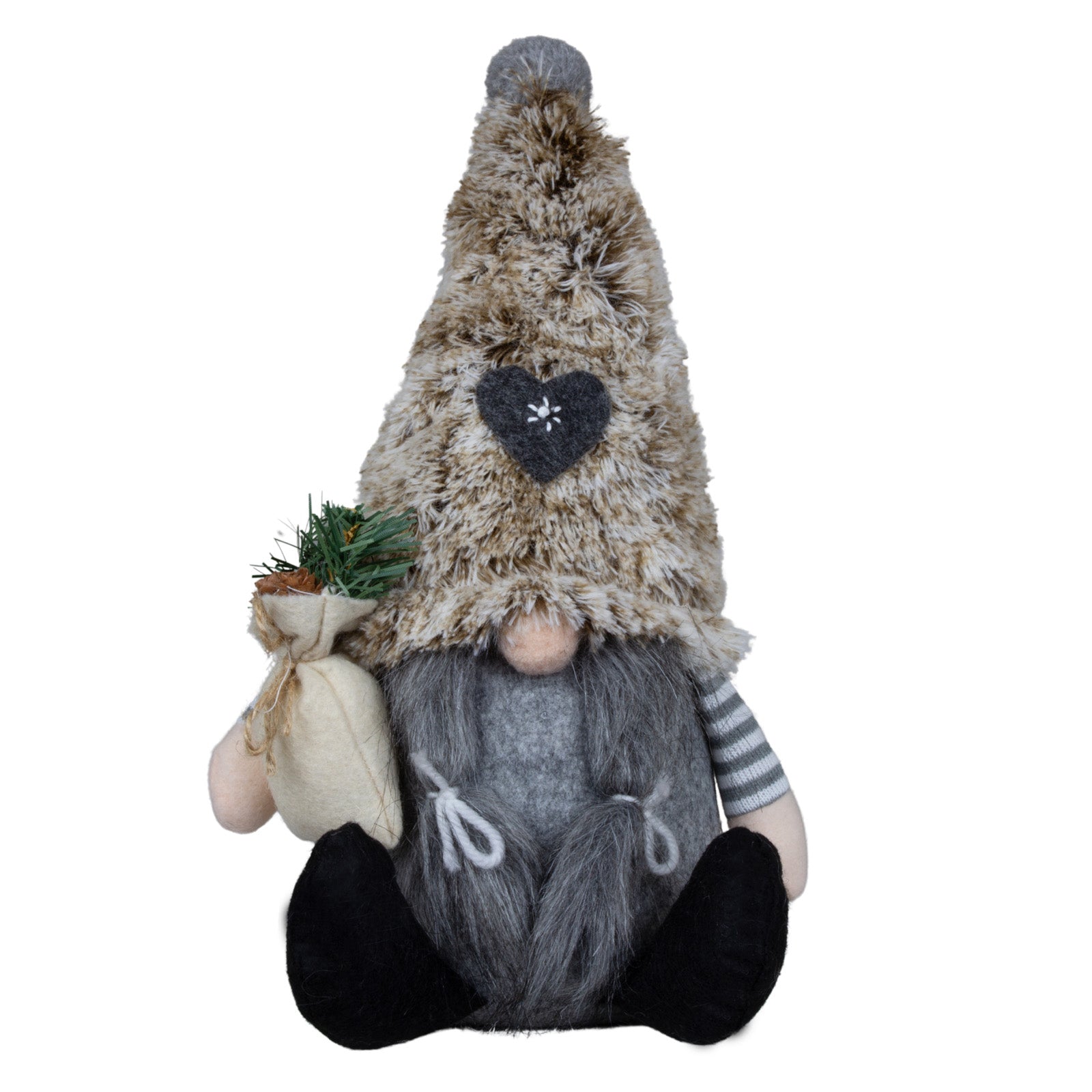 Wichtel sitzend 18cm (33cm) in 2 Designs. Dekofigur Gnom mit flauschige Zipfelmütze und Geschenk