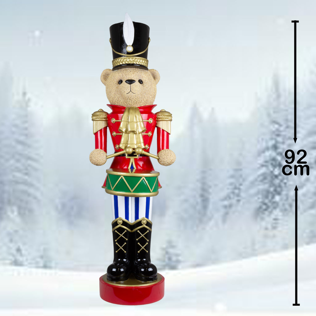 Deko Nussknacker Bär Weihnachtsfigur in Soldatenuniform 92 cm