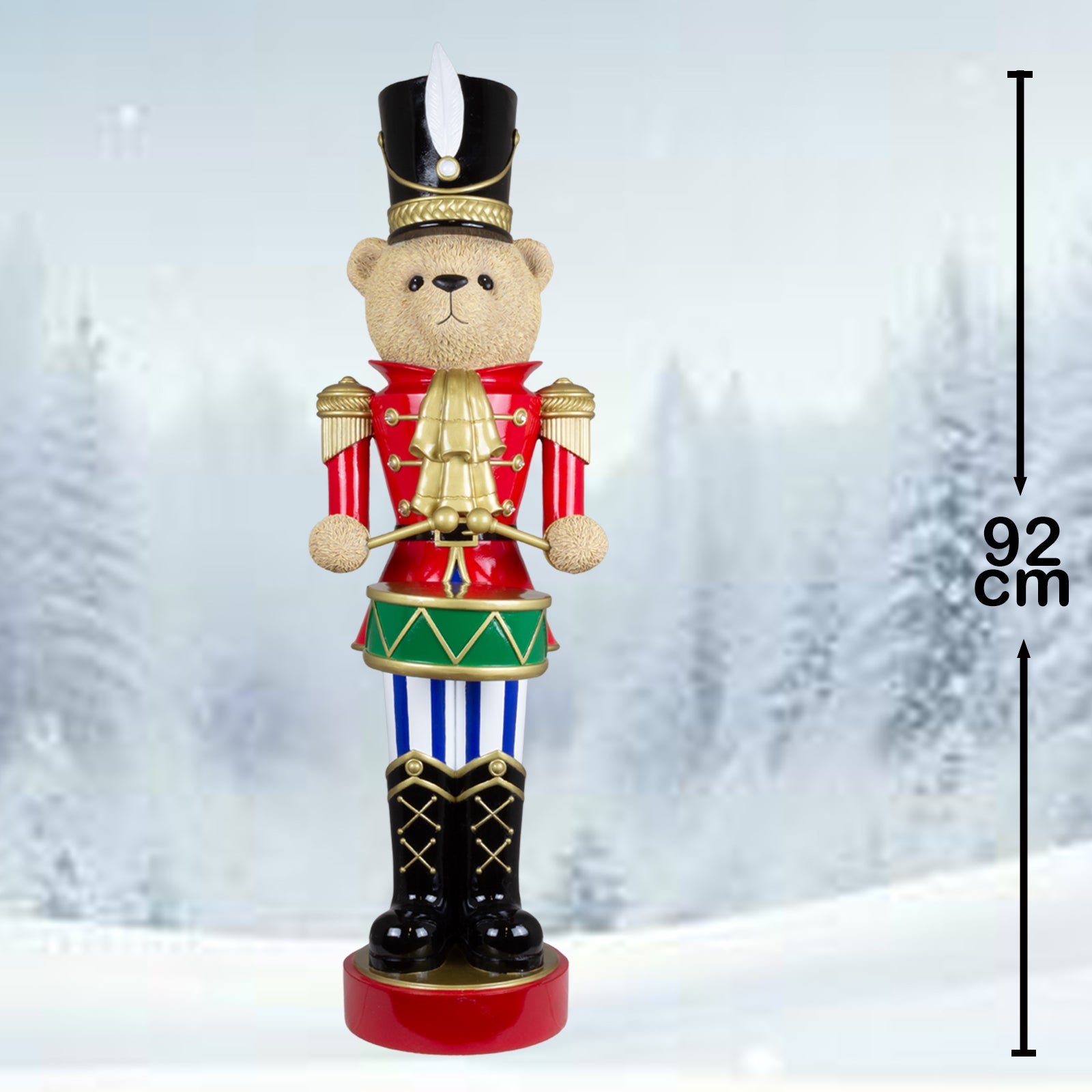 Deko Nussknacker Bär Weihnachtsfigur in Soldatenuniform 92 cm