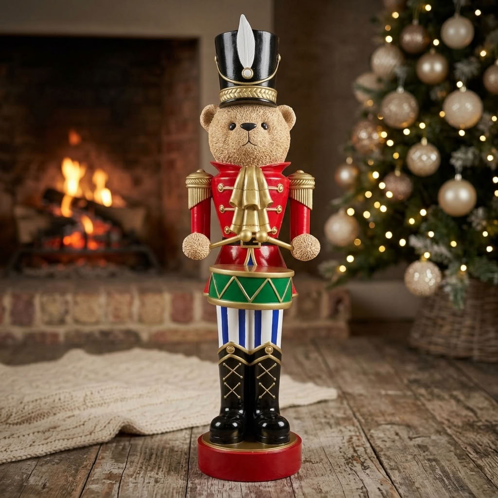 Deko Nussknacker Bär Weihnachtsfigur in Soldatenuniform 92 cm
