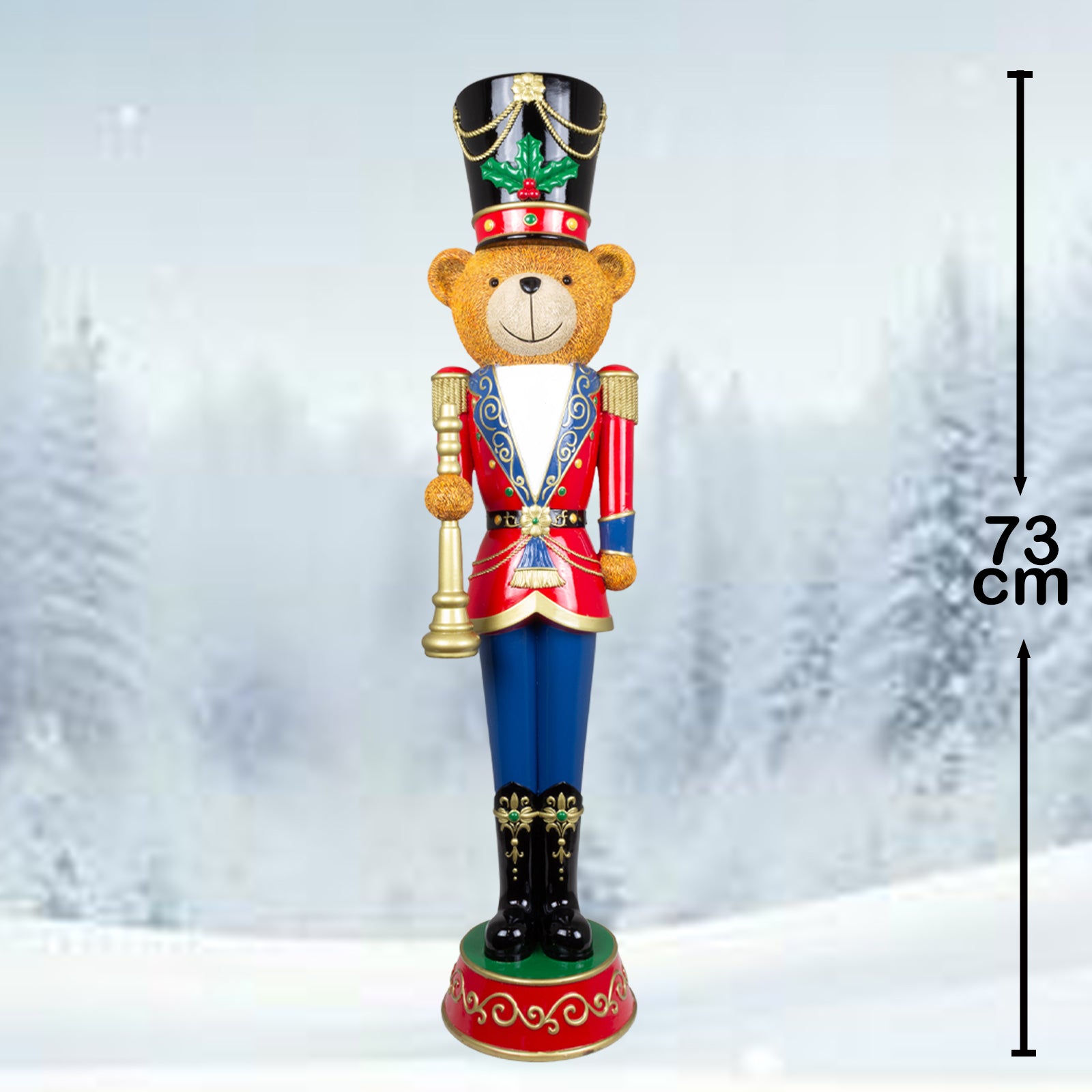 Deko Nussknacker Bär Weihnachtsfigur in Soldatenuniform 73 cm
