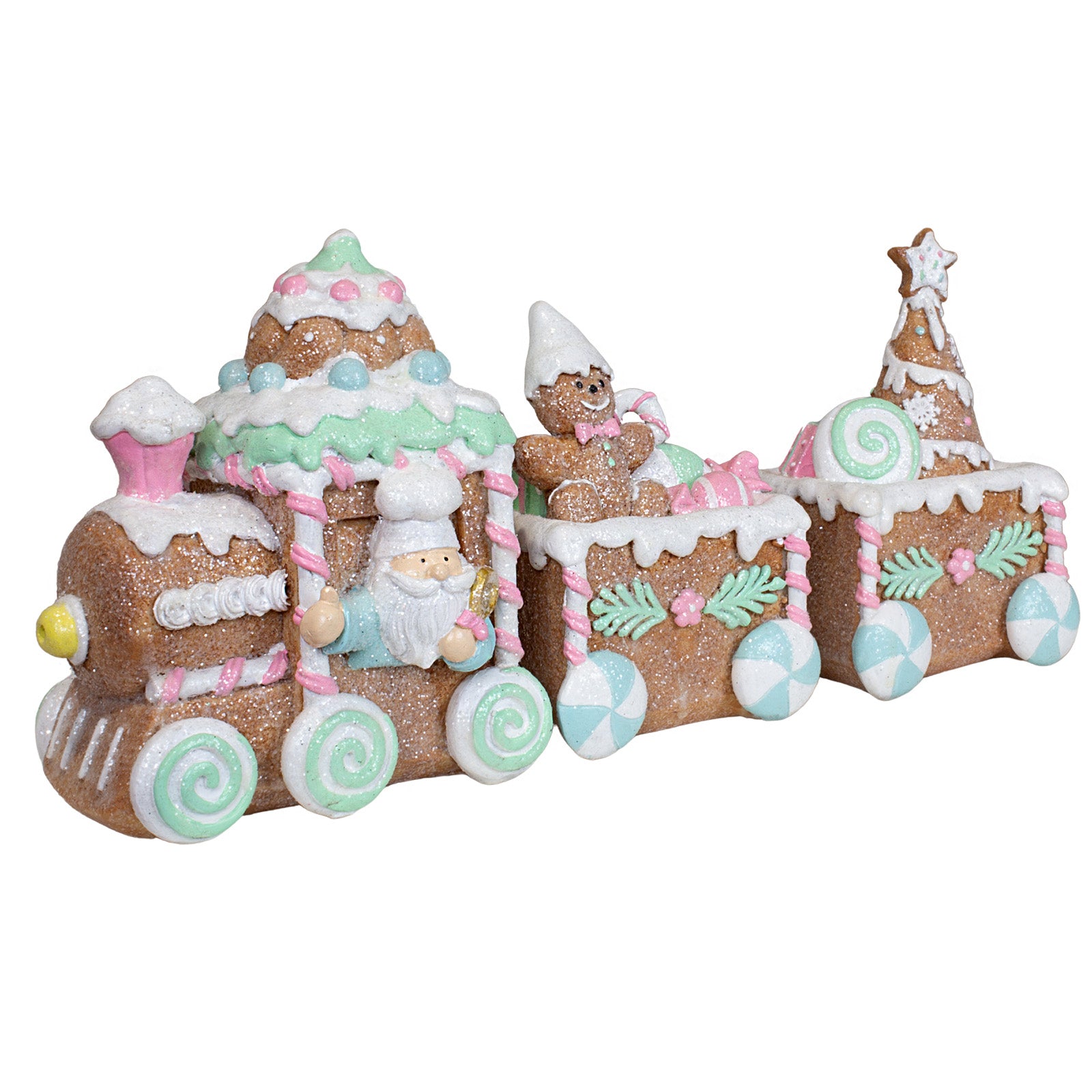 Lebkuchenzug mit 2 Wagen 38cm braun