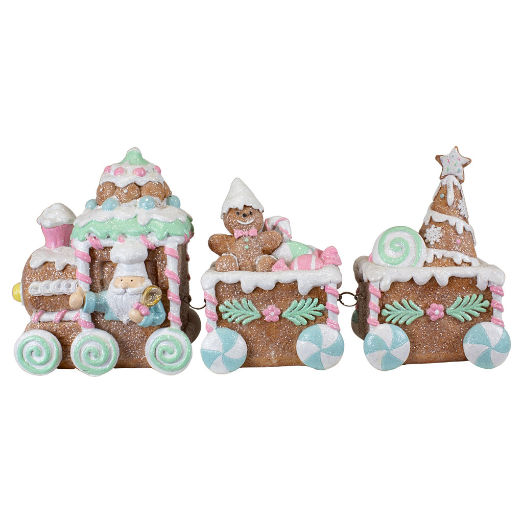 Lebkuchenzug mit 2 Wagen 38cm braun