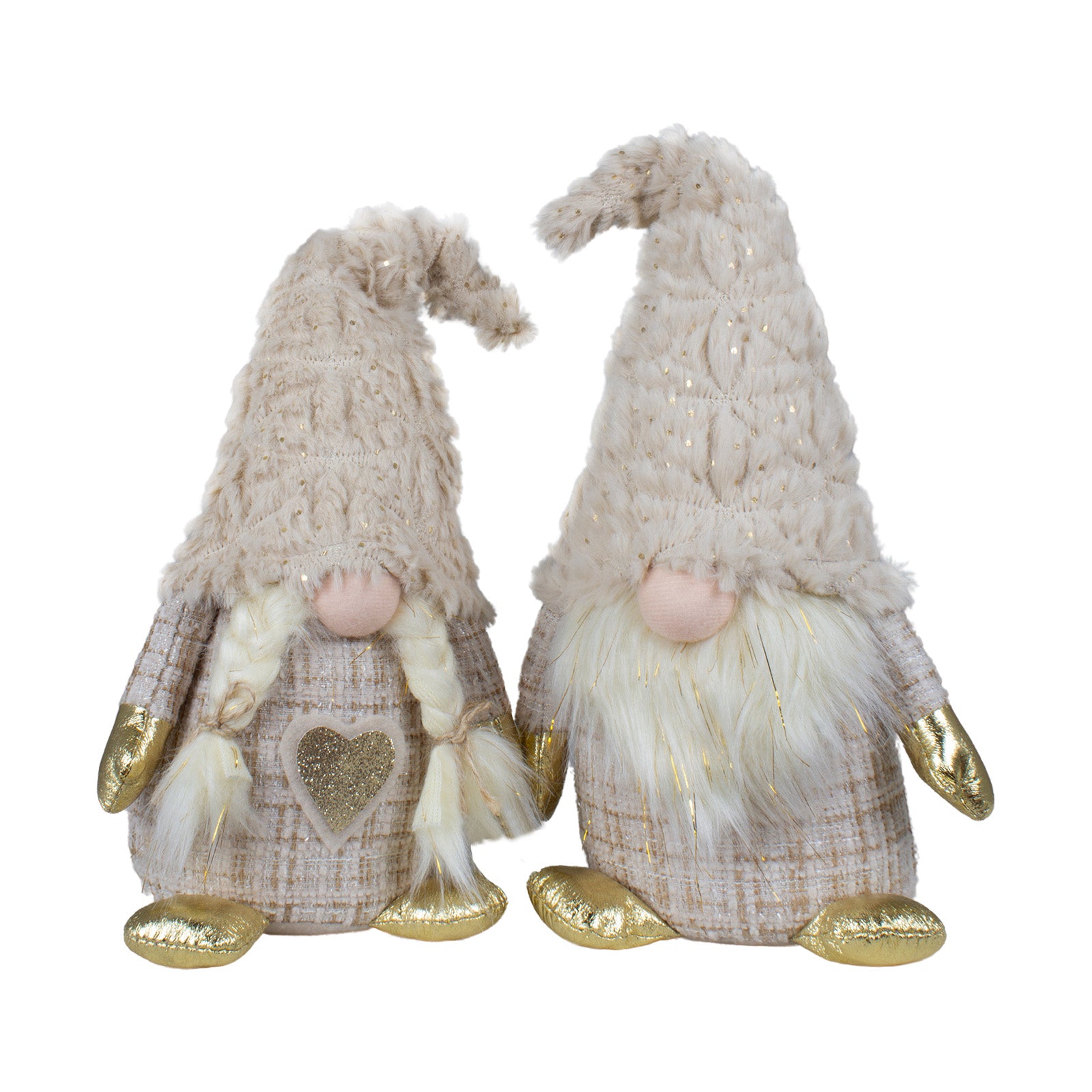 Wichtel, 2 Designs, 34cm sitzend Dekofigur mit Goldakzenten