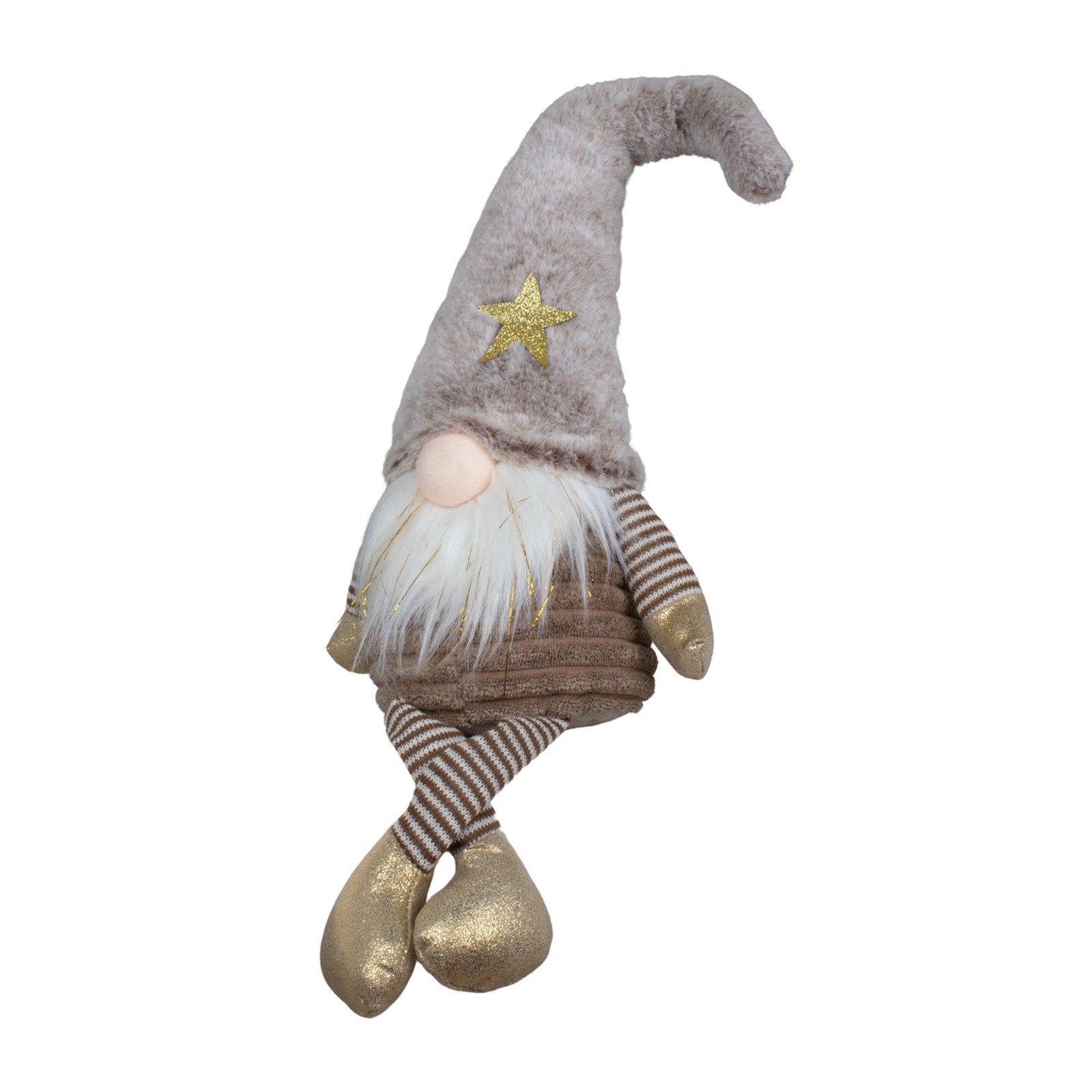 Wichtel 54cm Kantenhocker mit brauner Zipfelmütze und Goldakzenten