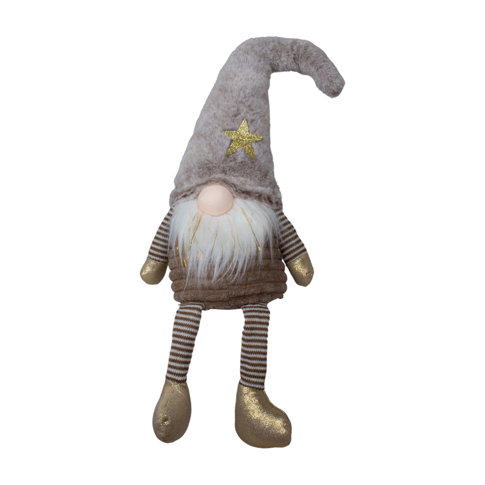 Wichtel 54cm Kantenhocker mit brauner Zipfelmütze und Goldakzenten