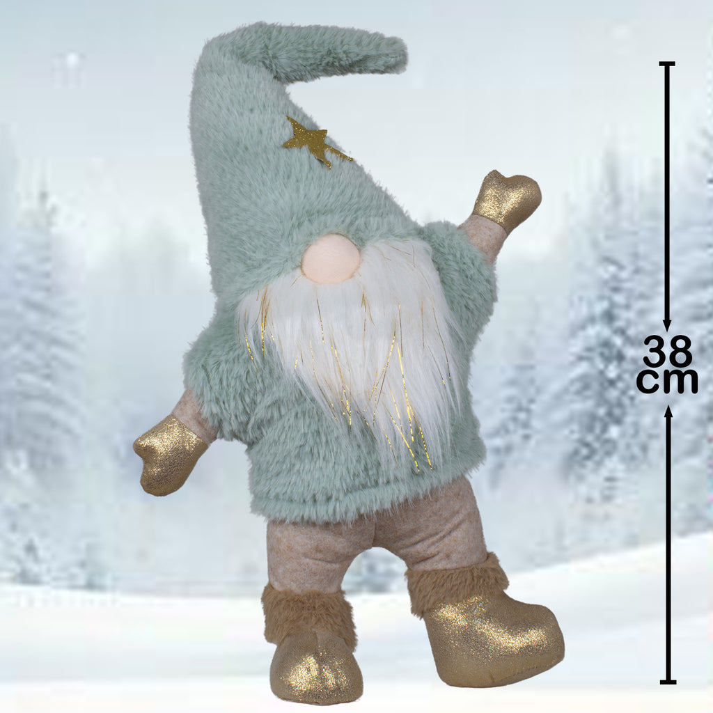 Weihnachtswichtel mit Mütze & Goldakzenten 38cm (55cm) stehend