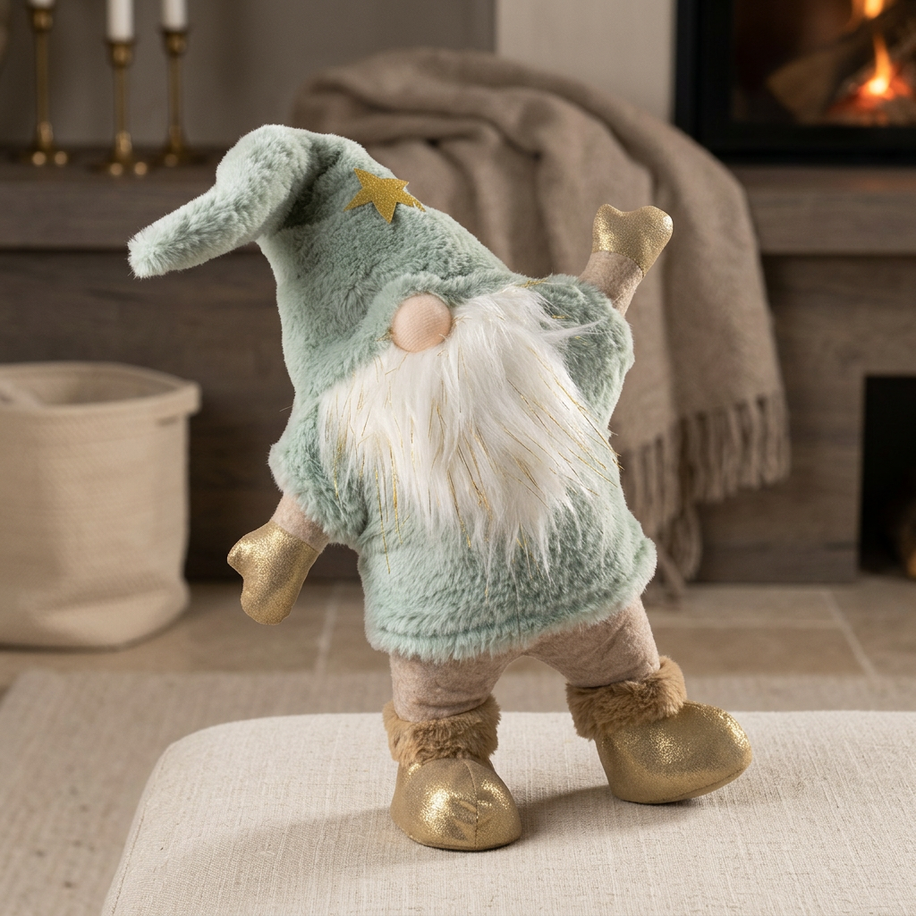 Weihnachtswichtel mit Mütze & Goldakzenten 40cm (66cm) stehend