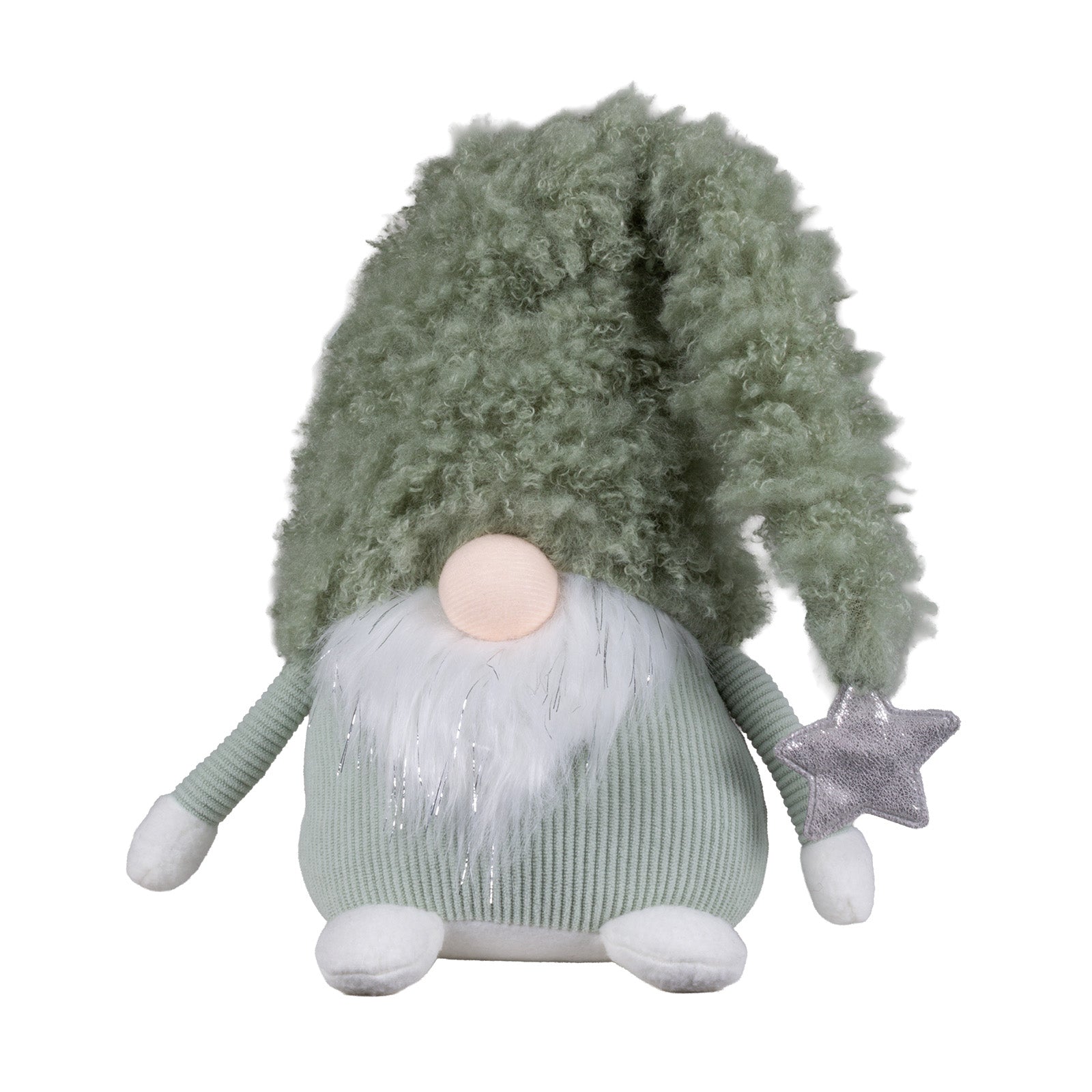 Kuscheliger Wichtel mit grüner Mütze & silbernem Stern 54 cm