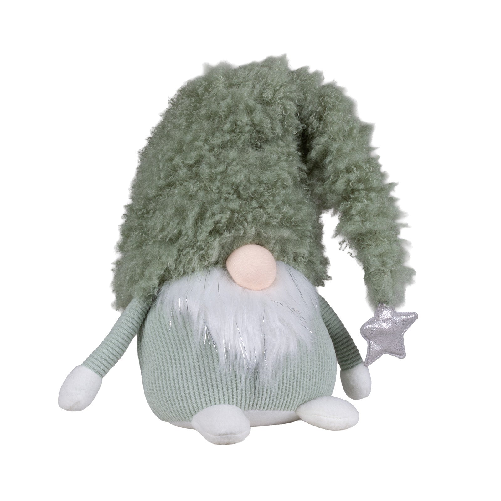 Kuscheliger Wichtel mit grüner Mütze & silbernem Stern 54 cm