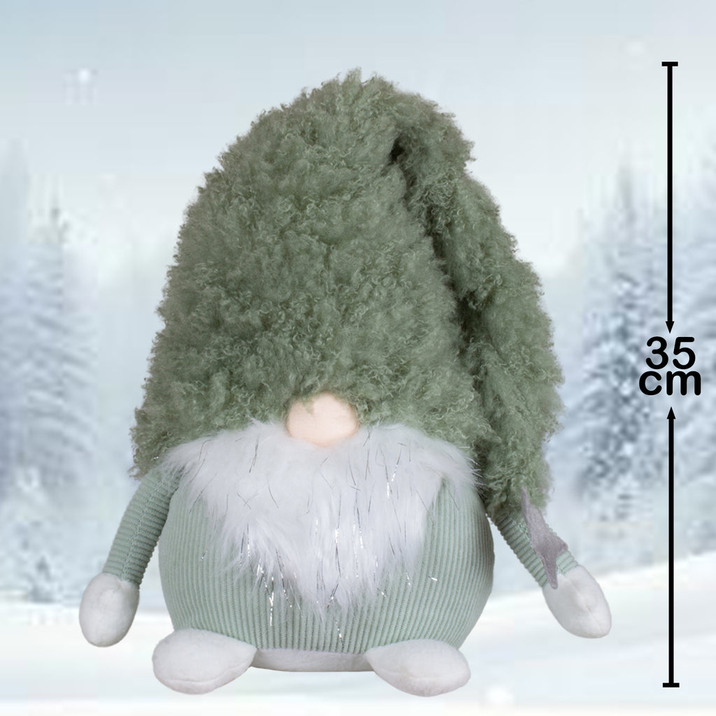 Kuscheliger Wichtel mit grüner Mütze & silbernem Stern 35 cm