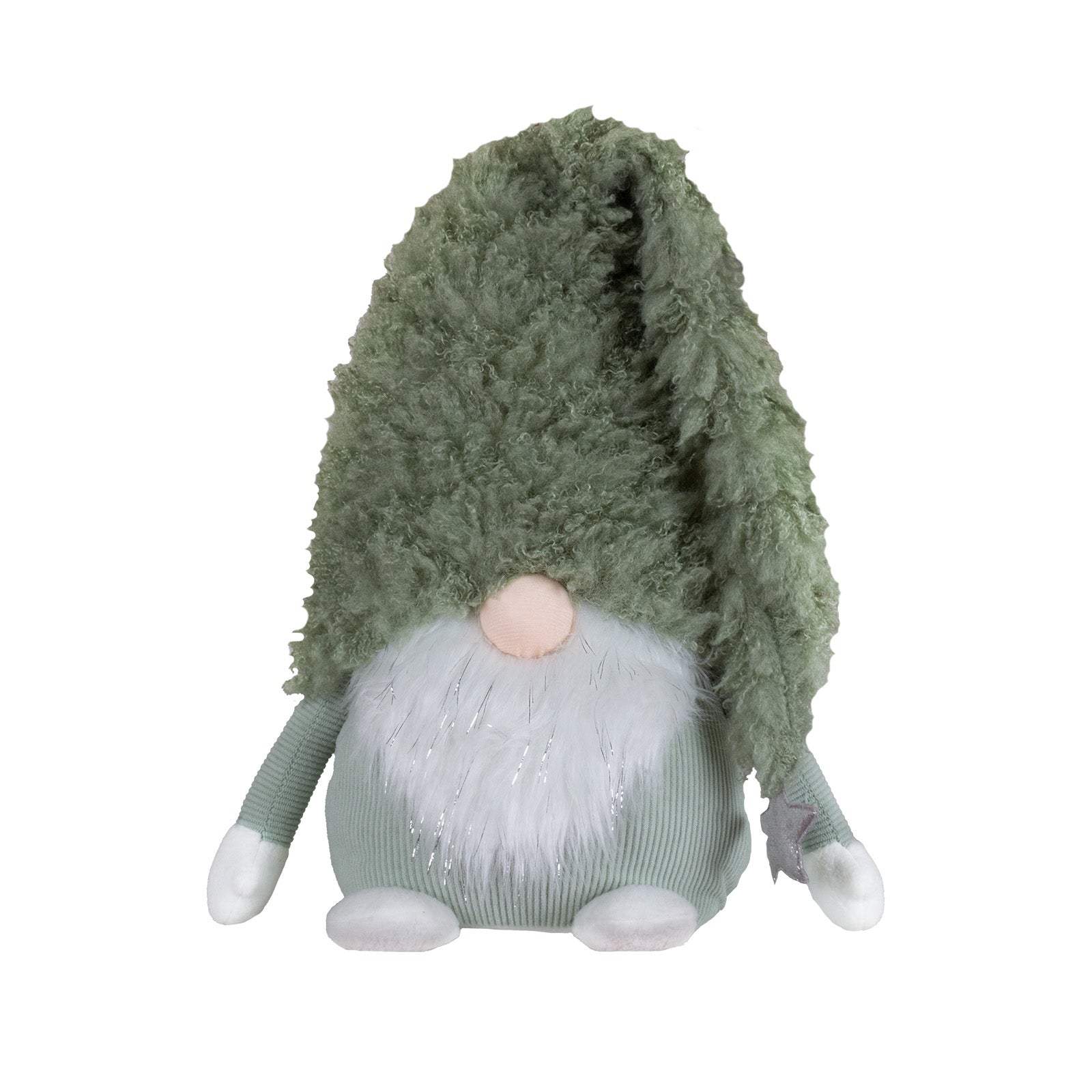 Kuscheliger Wichtel mit grüner Mütze & silbernem Stern 76 cm