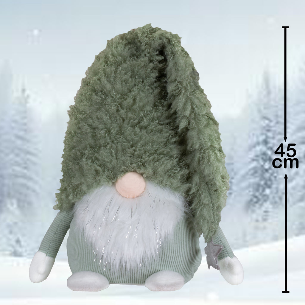 Kuscheliger Wichtel mit grüner Mütze & silbernem Stern 45cm