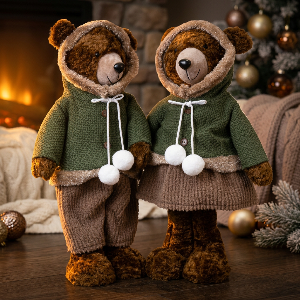 Weihnachtsbären 50cm stehend, 2 Designs mit Kapuzenjacken