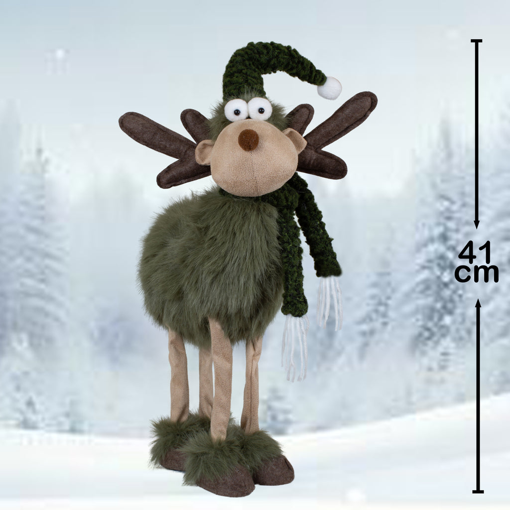 Elch 41cm (68 cm) stehend - süße Weihnachtsfigur für festliche Stimmung