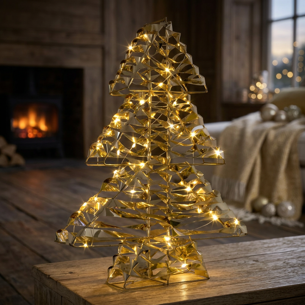 LED Lichterbaum warmweiß - Farbe gold - Höhe 40cm – mit Timer