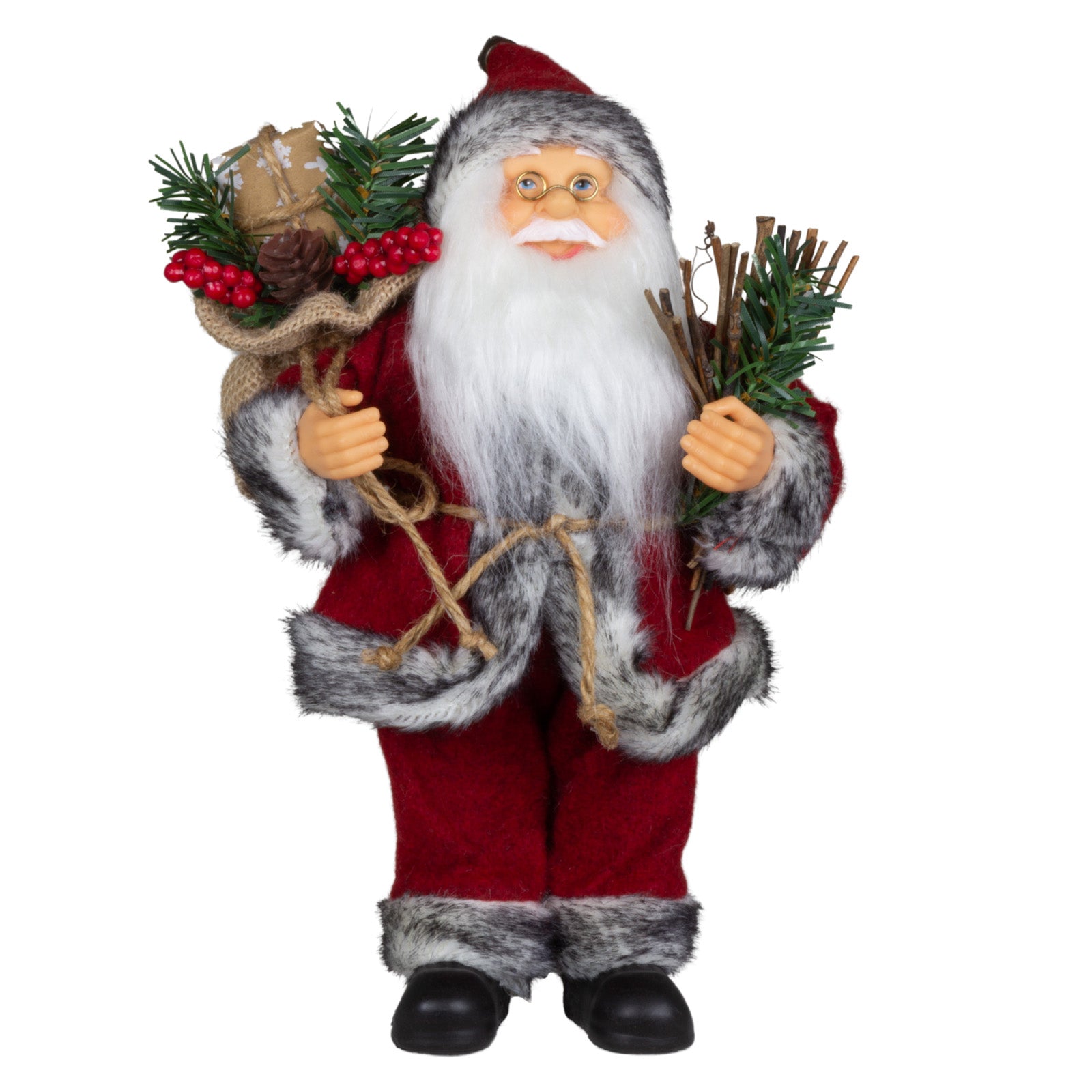 Weihnachtsmann stehend 25cm Santa Claus Dekofigur rot mit Geschenksack