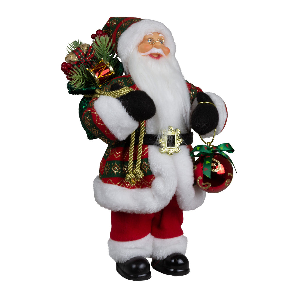 Weihnachtlicher Santa 30cm stehend mit Langem Mantel und Geschenken