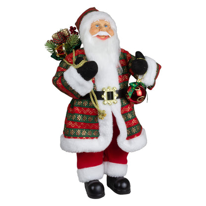 Weihnachtlicher Santa 45cm stehend mit Langem Mantel und Geschenken