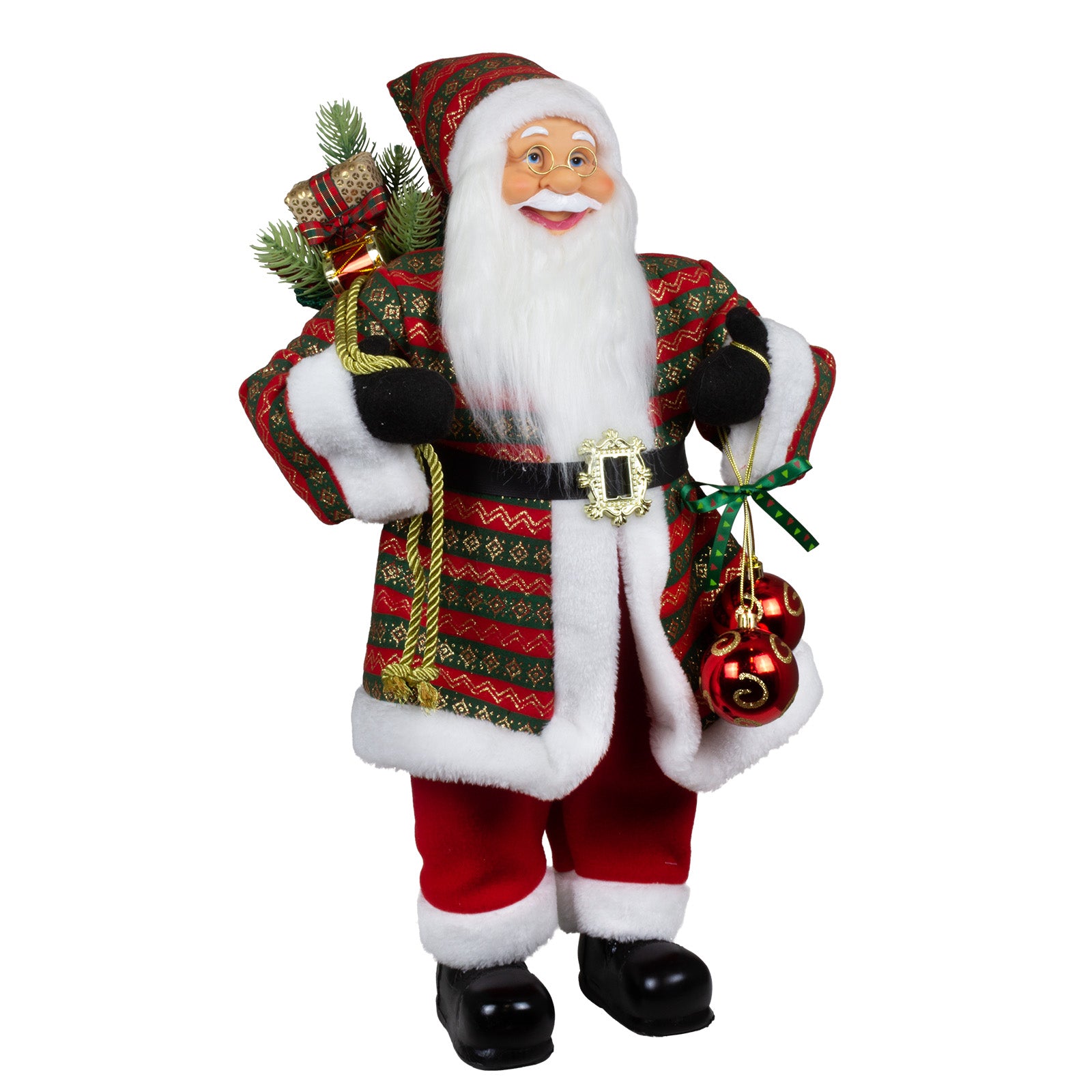 Weihnachtlicher Santa 60cm stehend mit Langem Mantel und Geschenken