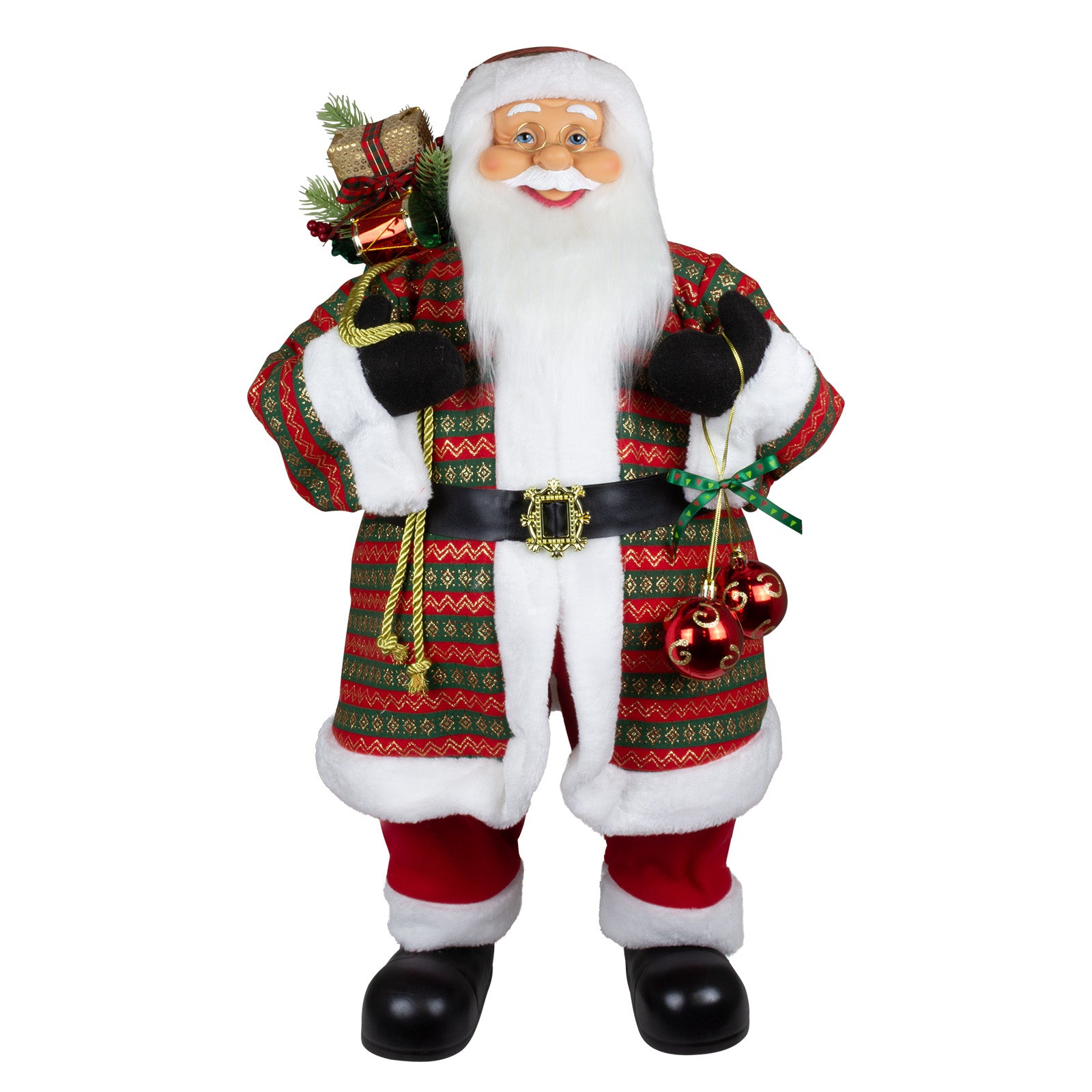 Weihnachtlicher Santa 80cm stehend mit Langem Mantel und Geschenken