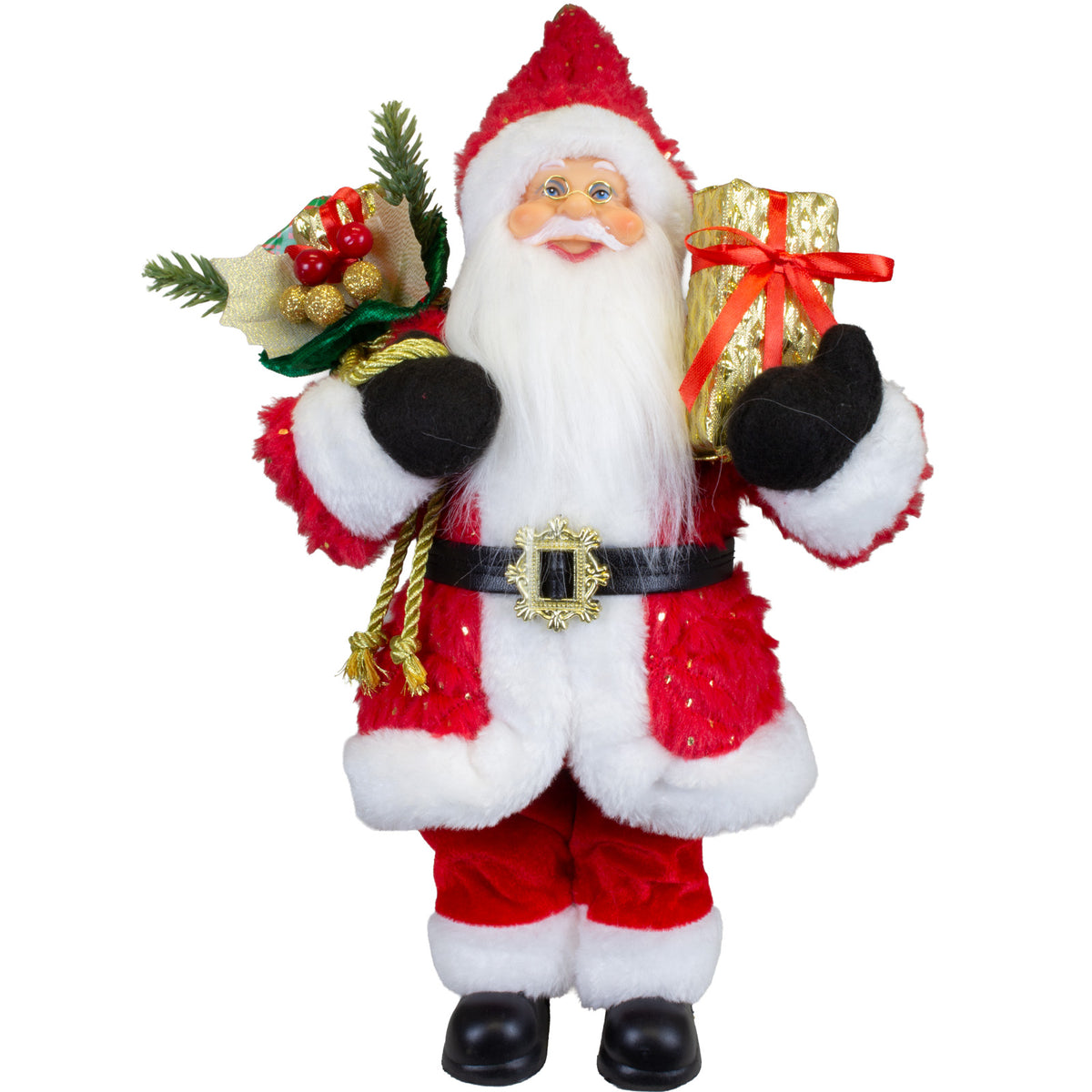 Weihnachtsmann Figur 30 cm – Santa mit langem Mantel in Rot & Gold | Festliche Weihnachtsdekoration