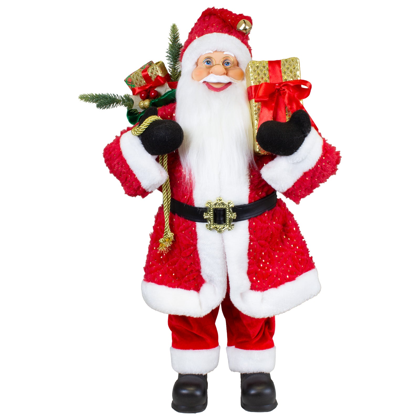 Weihnachtsmann Figur 60 cm – Santa mit langem Mantel in Rot & Gold