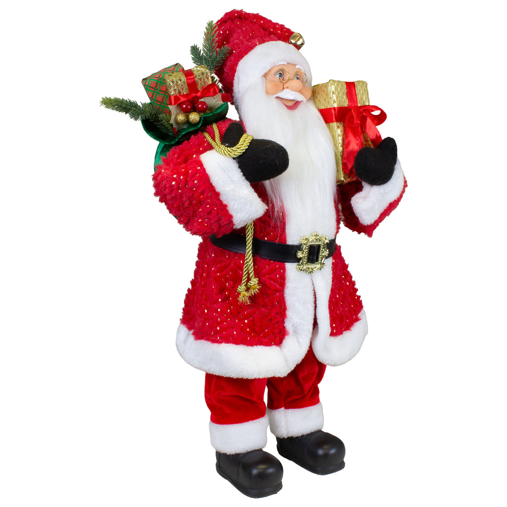 Weihnachtsmann Figur 60 cm – Santa mit langem Mantel in Rot & Gold