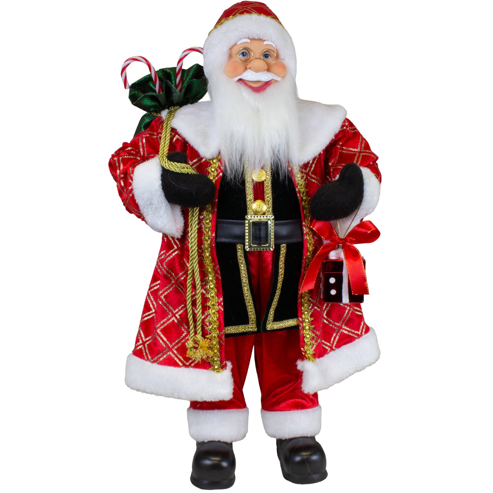 Weihnachtsmann 60 cm in Rot-Gold mit Geschenksack und Laterne