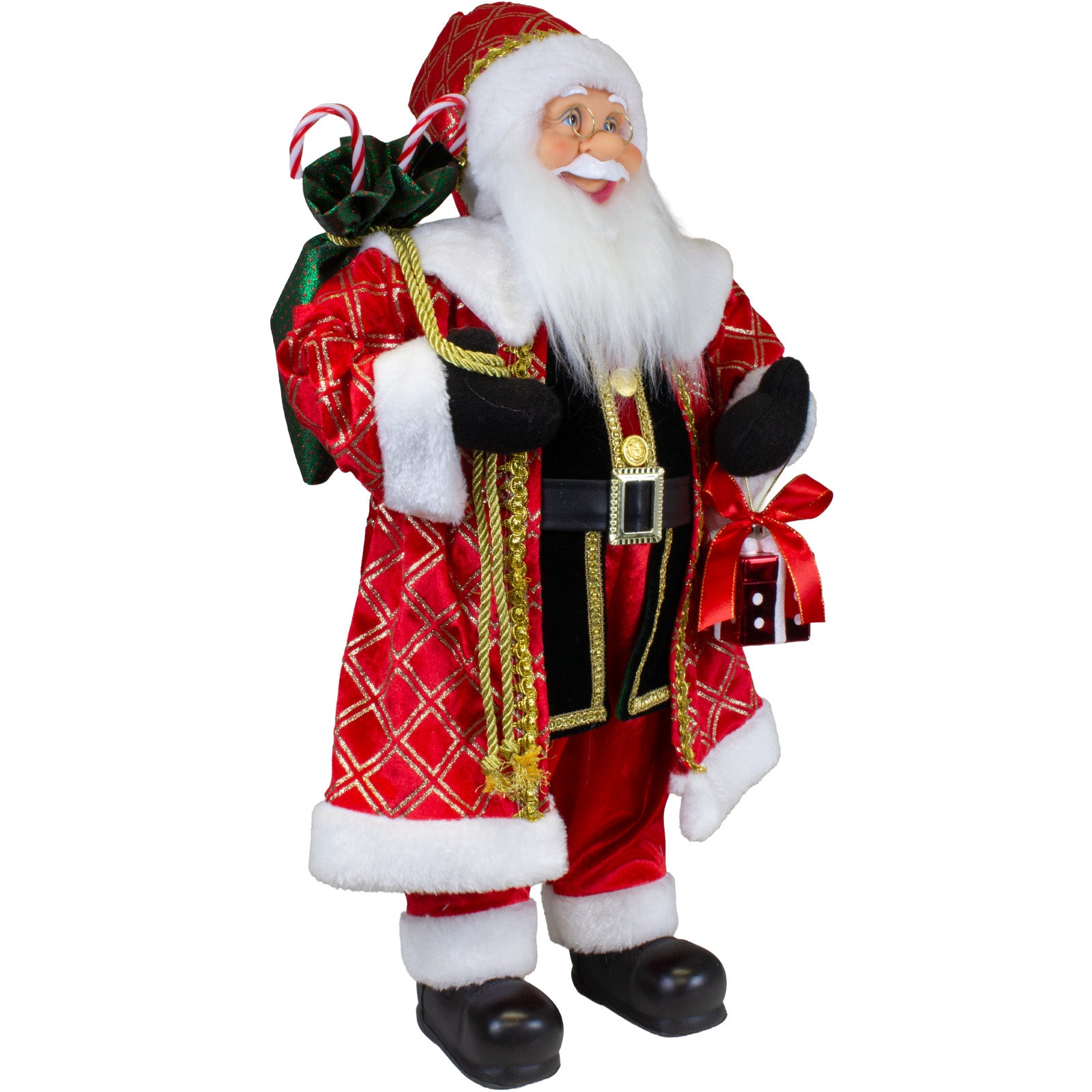 Weihnachtsmann 60 cm in Rot-Gold mit Geschenksack und Laterne