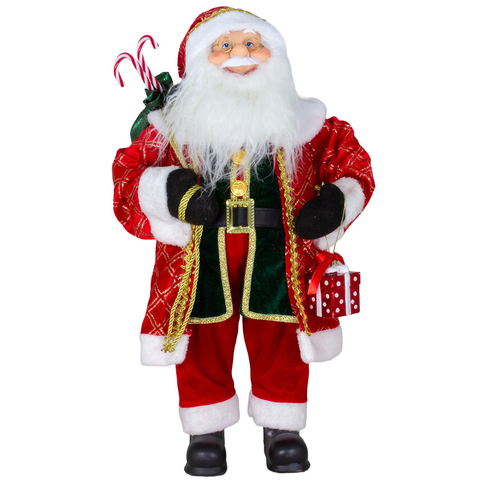 Santa Claus 60 cm in Red-Gold with Gift Sack and Lantern